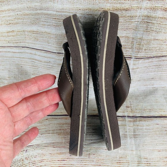 Sanuk Brown Casual Thong Flip Flop Sandals Little Kids 8-9 - Picture 4 of 8